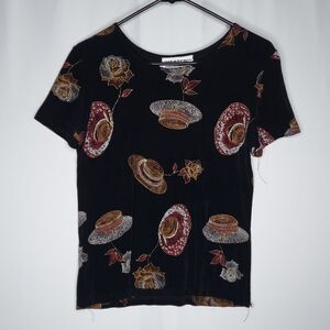 Western Slinky Top Women Medium Stretch Rose Hats Acetate 90s Coastal Cowgirl